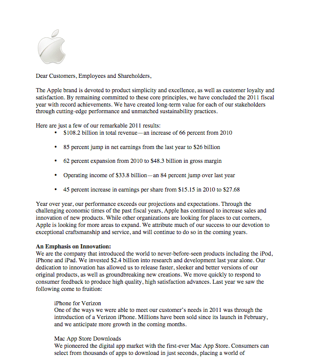Apple Shareholder Letter Lauren Osborn's Online Portfolio